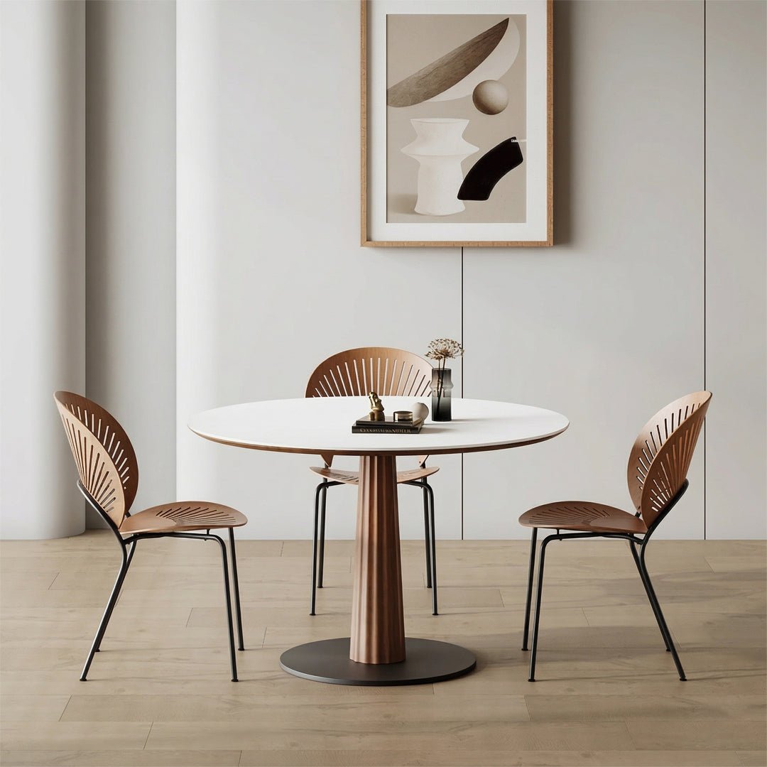 Anderson Small Round Dining Table, Sintered Stone & Solid Wood - Joe’s Haven
