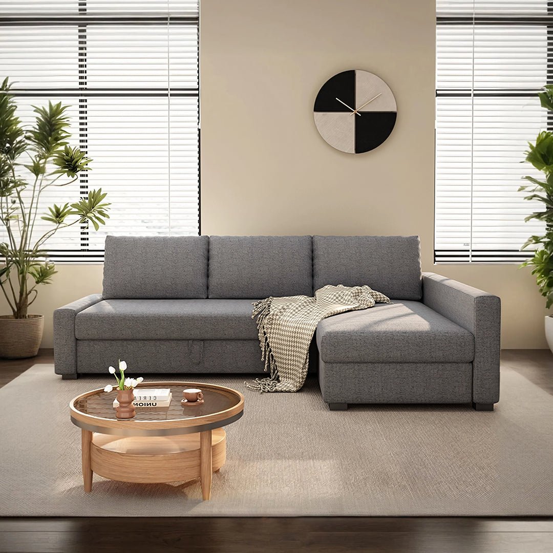 Edwards Three Seater Corner Sofa Bed With Storage, Linen - Joe’s Haven