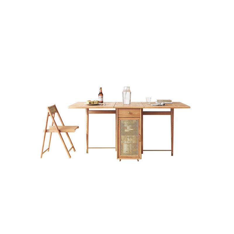 Nydia Foldable Dining Table Set With Storage, Rattan, Solid Wood - Joe’s Haven