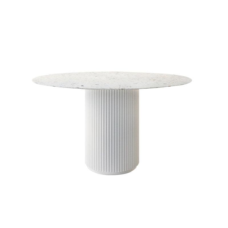 Cracky White Round Dining Table, Premium Terrazzo And Wood Base - Joe’s Haven