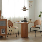 Cane Round Dining Table, Oak - Joe’s Haven
