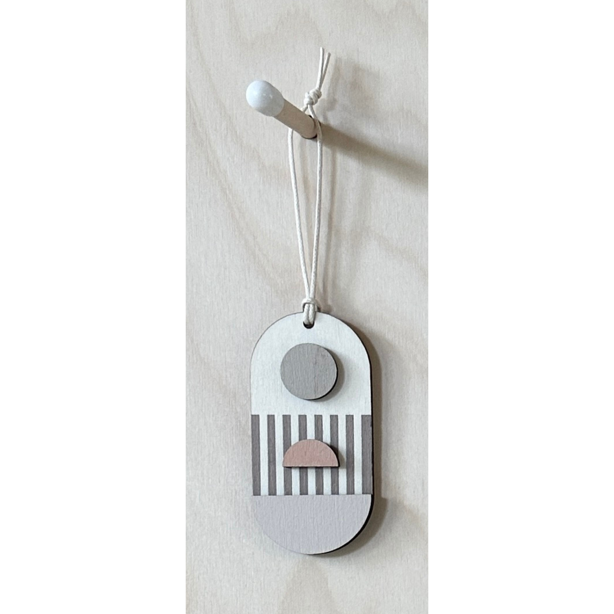 Mini Mid-Century Wall Art - Little Wooden Decoration - Pink & Natural Decor