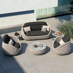 Marbella Textilene Rope Woven Outdoor Sofa Set, Grey - Joe’s Haven