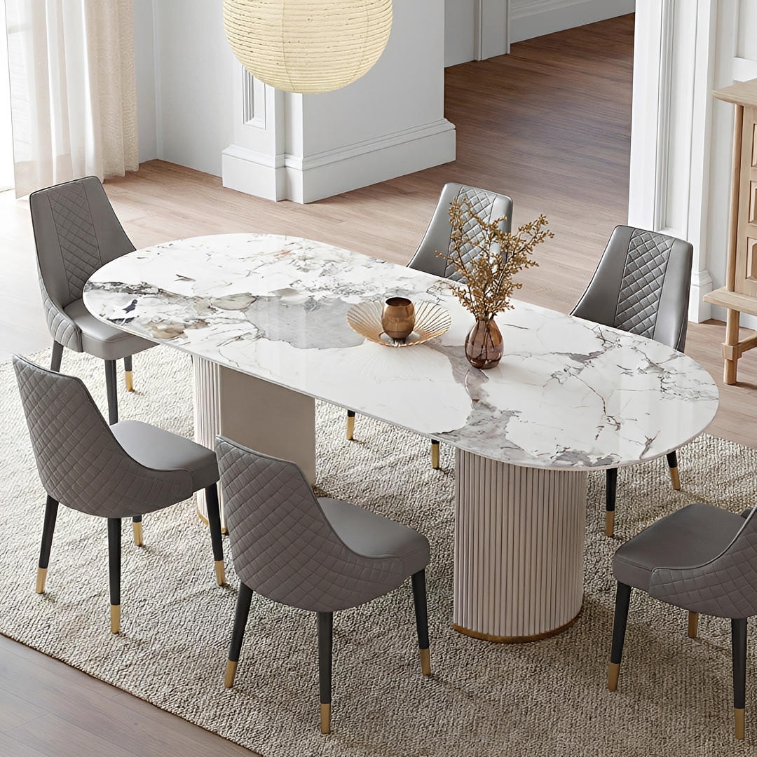 Costanza Dining Table, Sintered Stone, White - Joe’s Haven