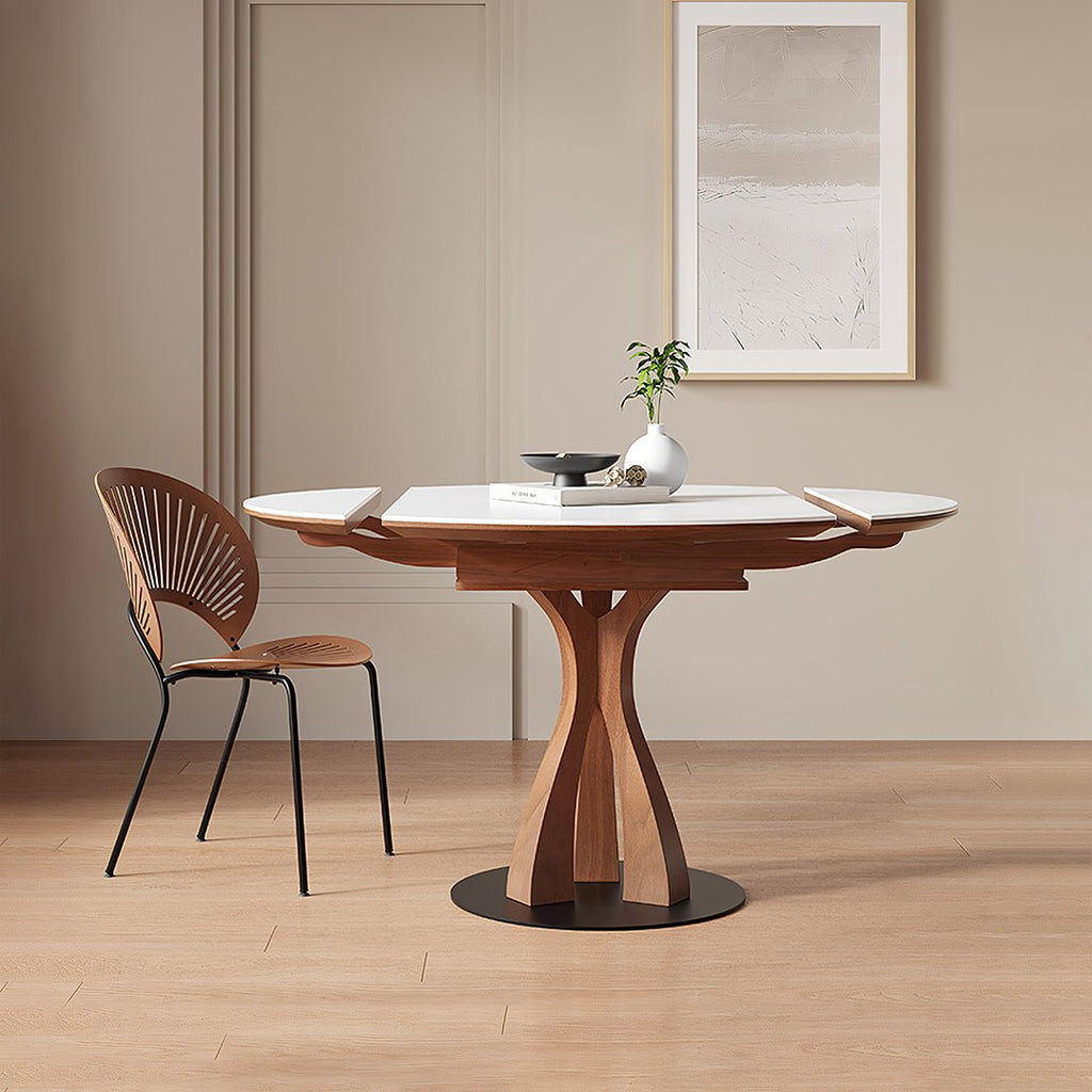 Caruso Round Extending Dining Table, Sintered Stone, White - Joe’s Haven