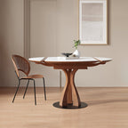 Caruso Round Extending Dining Table, Sintered Stone, White - Joe’s Haven
