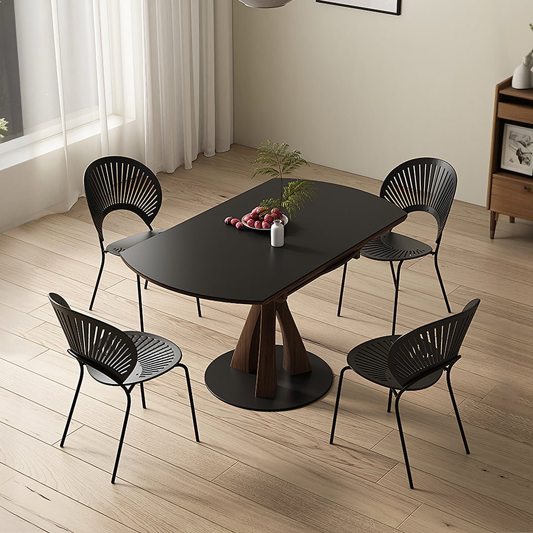 Caruso Round Folding Dining Table, Sintered Stone, Black - Joe’s Haven