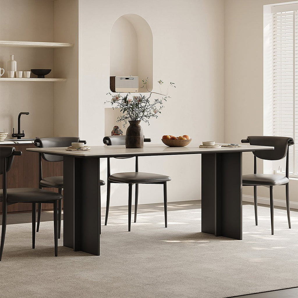 Hasegawa Dining Table, Sintered Stone With Black Legs - Joe’s Haven