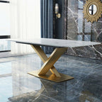 LUCI Dining Table, Marble And Gold Metal - Joe’s Haven