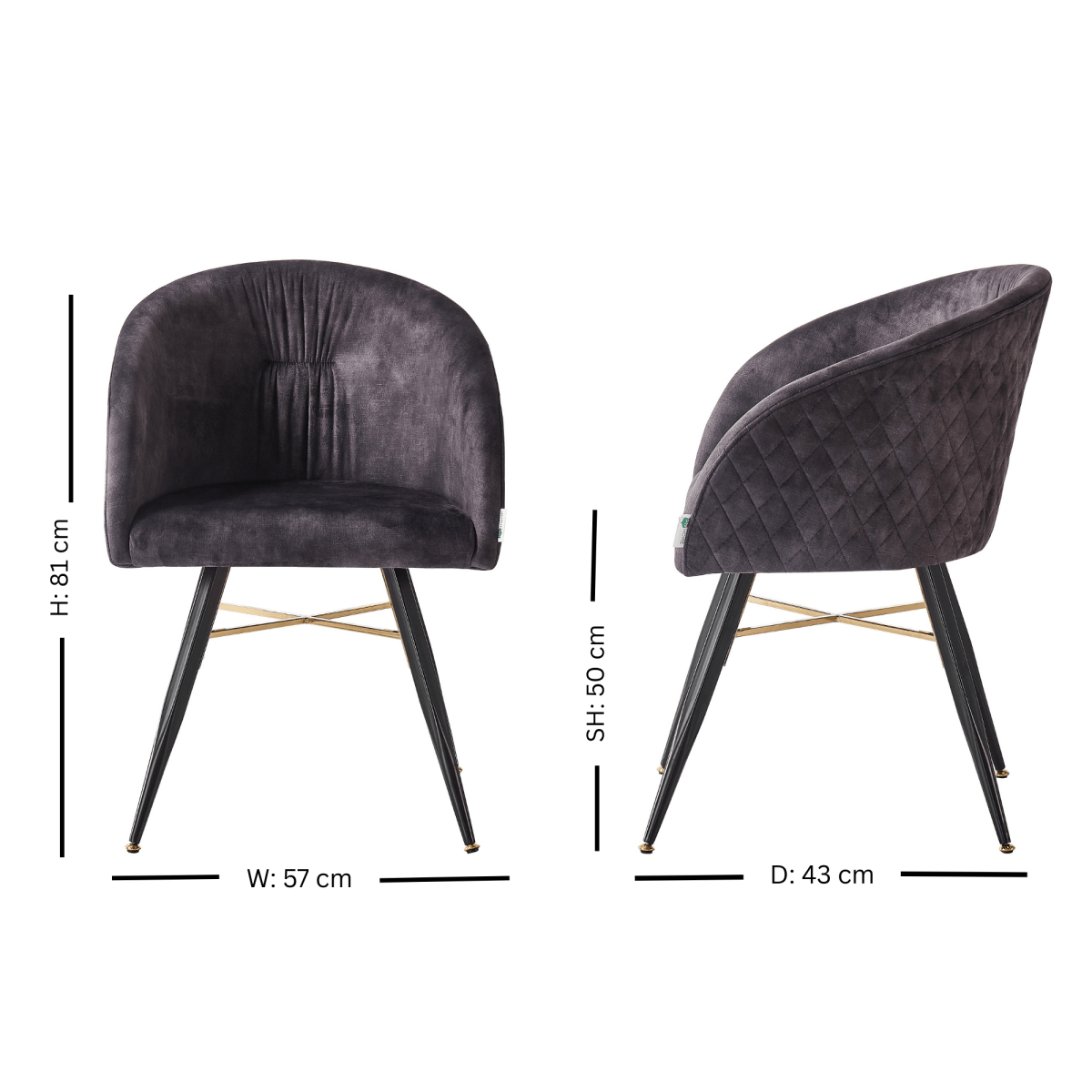 Vittorio LUX Velvet Dining Chair with Metal Legs - Perfect for Dining Room Living Room - Joe’s Haven