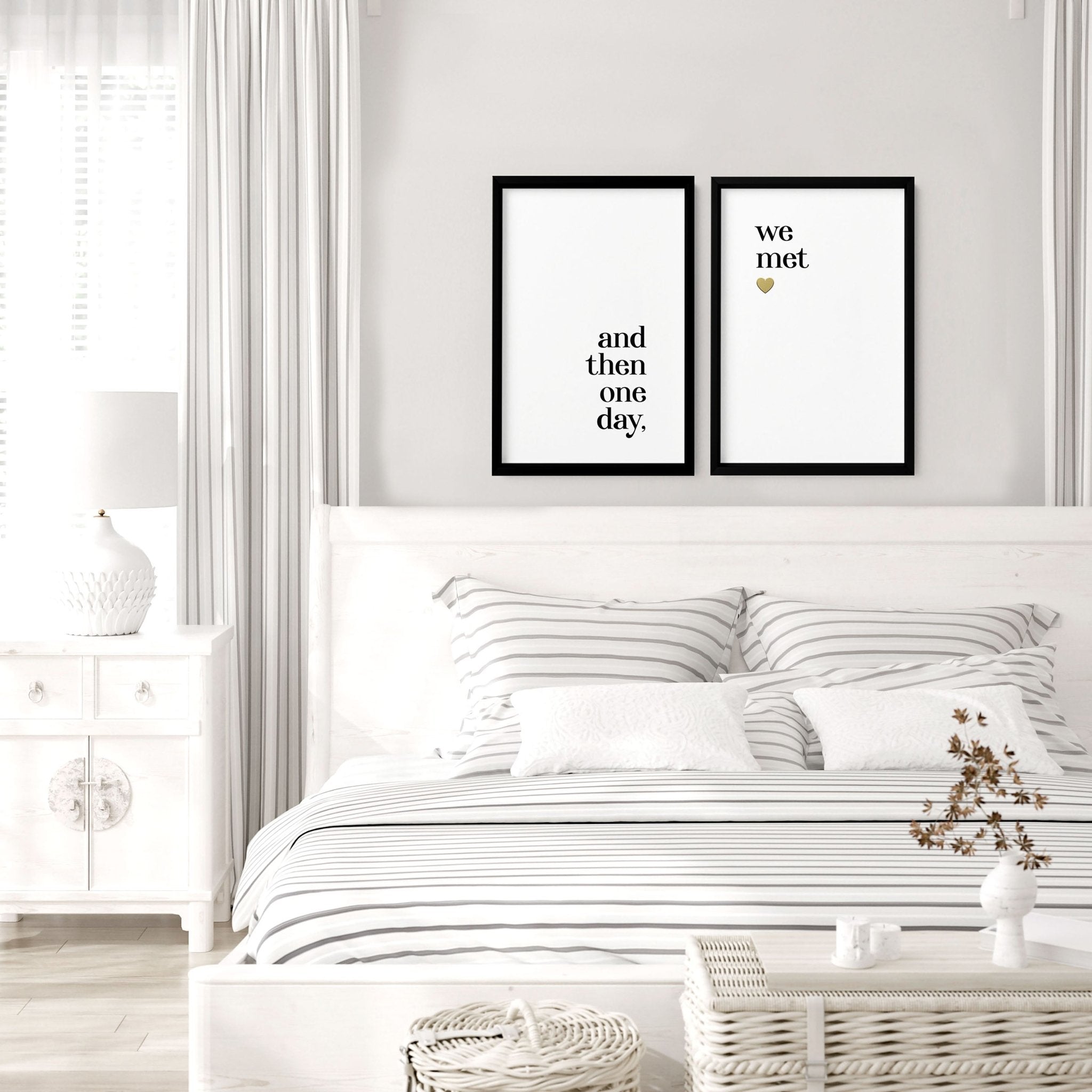 1st year anniversary gift | set of 2 wall art prints for Bedroom