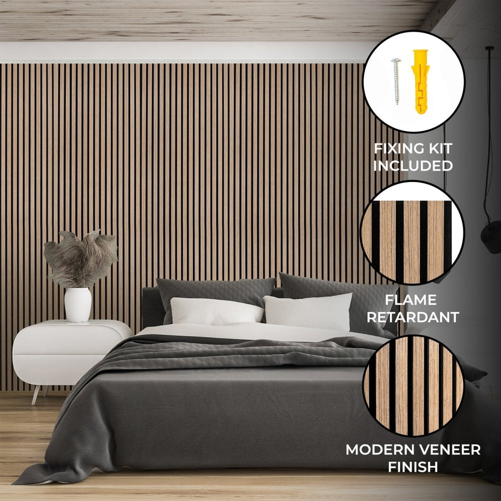 Acoustic Slat Wall Panel - Light Walnut - Joe’s Haven