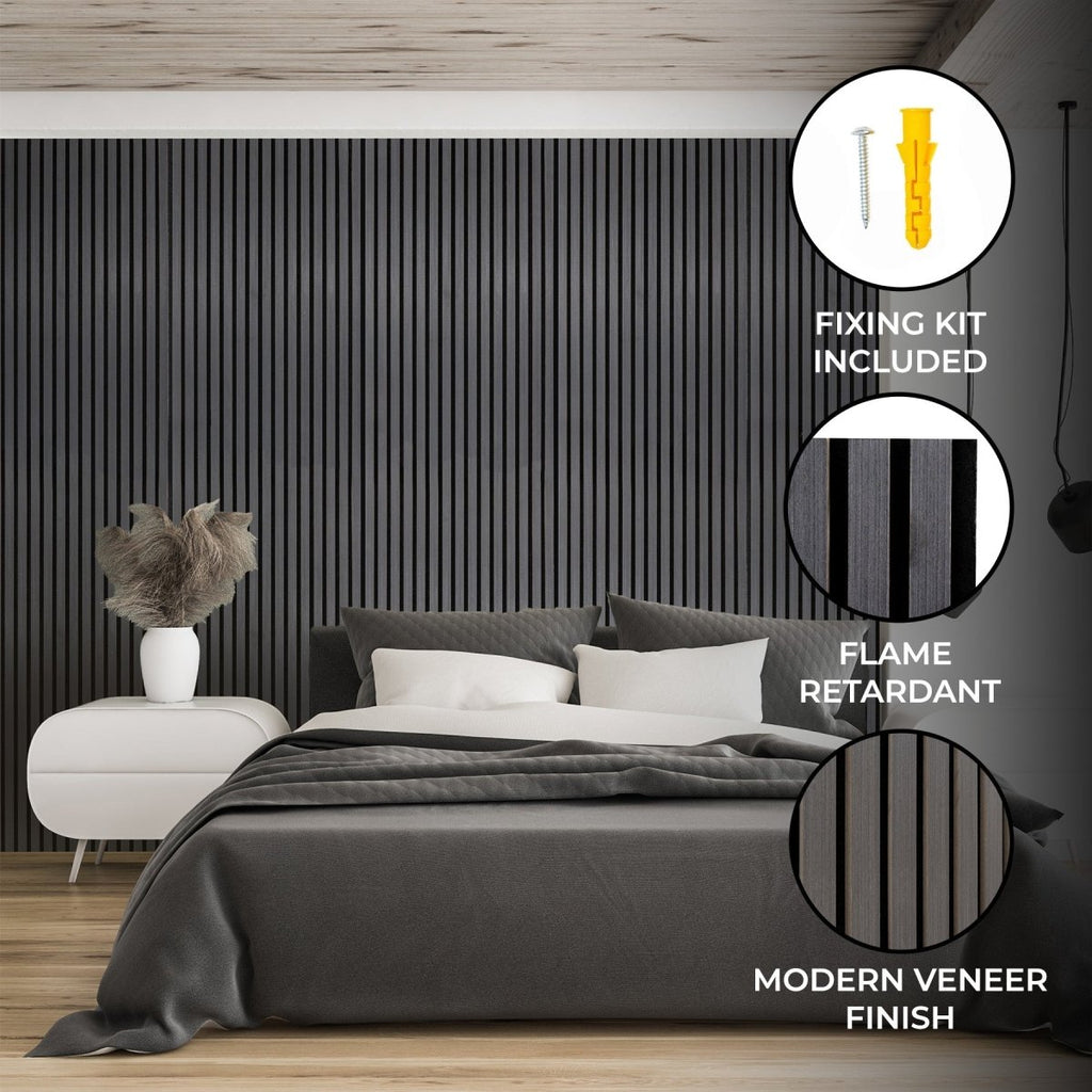 Acoustic Slat Wall Panel – Anthracite Grey - Joe’s Haven