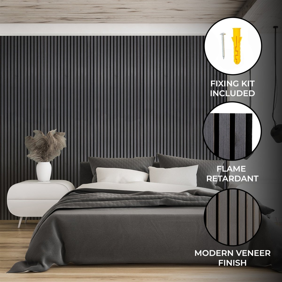 Acoustic Slat Wall Panel – Anthracite Grey - Joe’s Haven