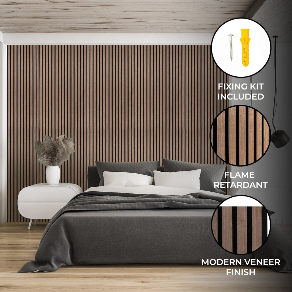 Acoustic Slat Wall Panel - Dark Walnut - Joe’s Haven