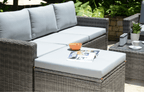 Marbella Grey 5 - Seater Garden Sofa Set with Ottoman and Cover Bundle - Joe’s Haven