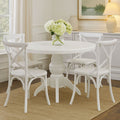 Vermont White Wash Round Dining Table with 4 Chairs Set - Joe’s Haven