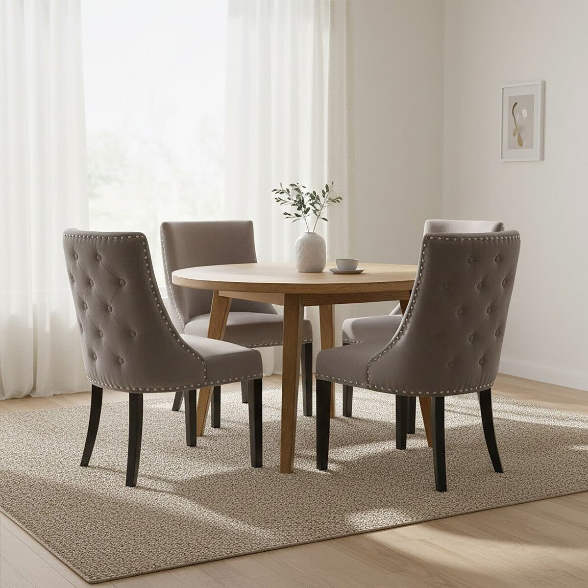 Regents Park Grey Velvet With Tufted Back Dining Chair - Joe’s Haven