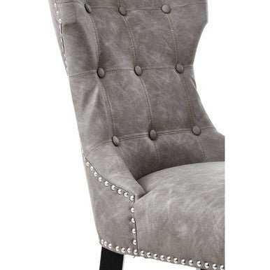 Daxton Grey Leather Effect Dining Chair - Joe’s Haven