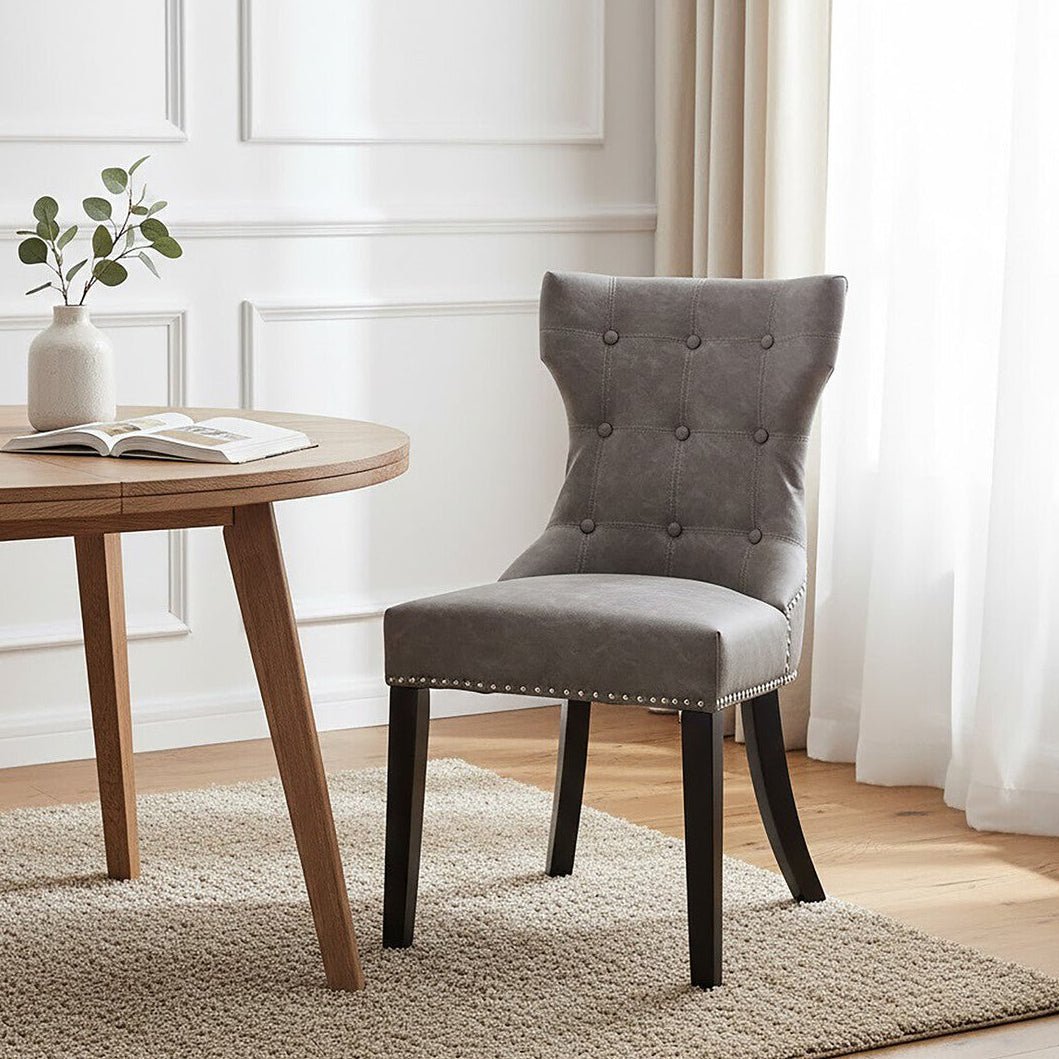 Daxton Grey Leather Effect Dining Chair - Joe’s Haven
