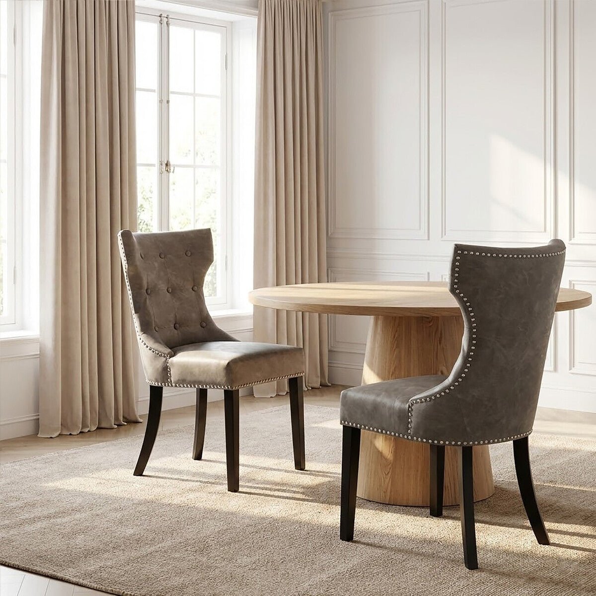 Daxton Grey Leather Effect Dining Chair - Joe’s Haven
