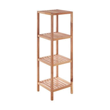 ARLA 4 Tier Walnut Wood Bathroom Shelf Unit - Joe’s Haven