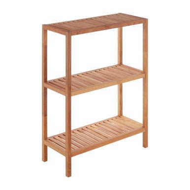 Arla 3 Tier Walnut Wood Bathroom Shelf Unit - Joe’s Haven