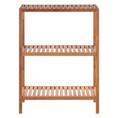 Arla 3 Tier Walnut Wood Bathroom Shelf Unit - Joe’s Haven