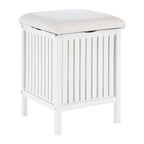 Salon White Bathroom Storage Stool with padded seat - Joe’s Haven