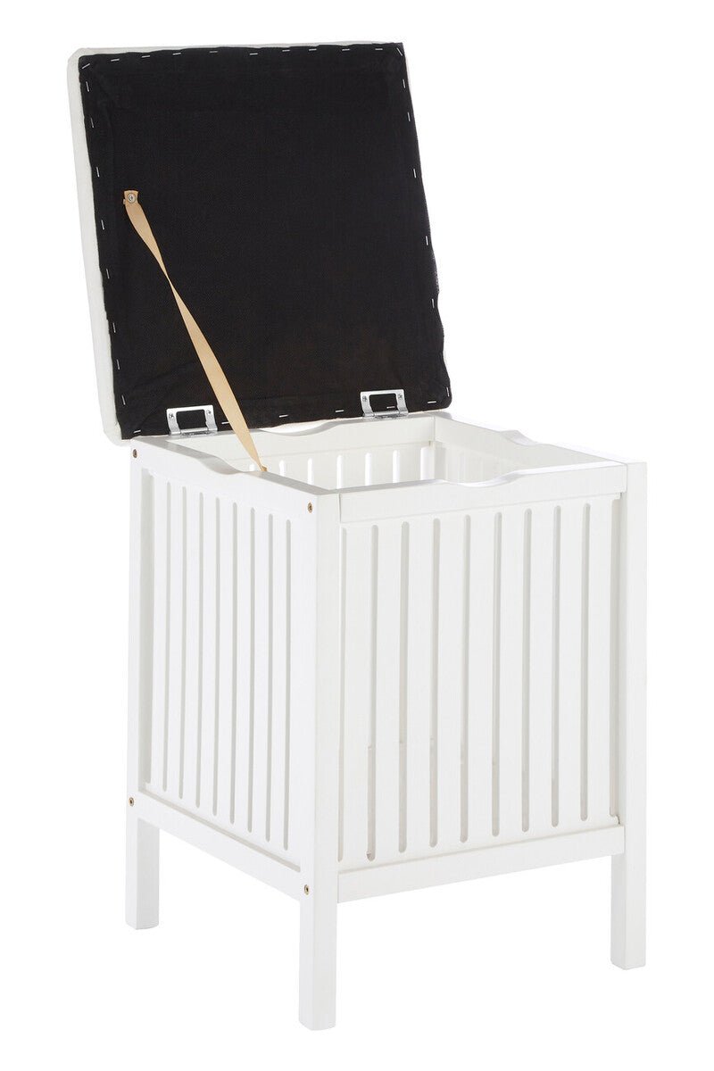 Salon White Bathroom Storage Stool with padded seat - Joe’s Haven