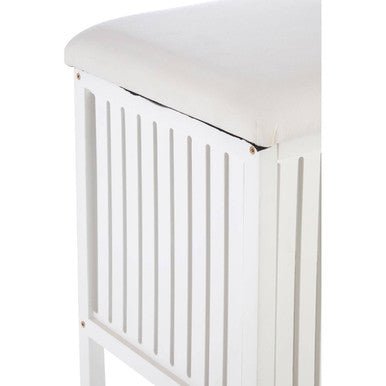 Salon White Bathroom Storage Stool with padded seat - Joe’s Haven