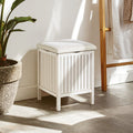 Salon White Bathroom Storage Stool with padded seat - Joe’s Haven