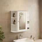 Portland Seven Shelf Mirrored Door Bathroom Cabinet - Joe’s Haven