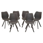 White Round Marble Effect Top and Grey Meta Frame Dining Table with Grey 6 Chairs Set, Weston - Joe’s Haven