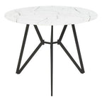 White Round Marble Effect Top and Grey Meta Frame Dining Table with Grey 6 Chairs Set, Weston - Joe’s Haven