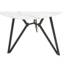 White Round Marble Effect Top and Grey Meta Frame Dining Table with Grey 6 Chairs Set, Weston - Joe’s Haven