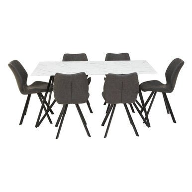 Weston Marble Effect Dining Table With 6 Chairs Set - Joe’s Haven