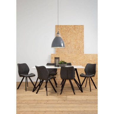 Weston Marble Effect Dining Table With 6 Chairs Set - Joe’s Haven