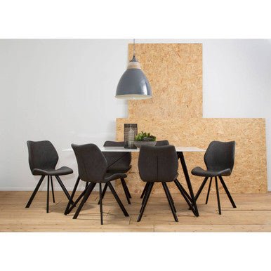 Weston Marble Effect Dining Table With 6 Chairs Set - Joe’s Haven