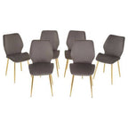 Smoked Glass Top and Slanted Legs Coffee Table with 6 Chairs Set, Wimslow - Joe’s Haven