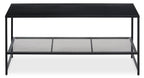 Black Powder Coated Metal Coffee Table with Open Storage Mesh Shelf, Acero - Joe’s Haven