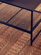 Black Powder Coated Metal Coffee Table with Open Storage Mesh Shelf, Acero - Joe’s Haven