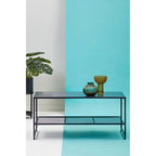 Black Powder Coated Metal Coffee Table with Open Storage Mesh Shelf, Acero - Joe’s Haven