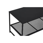 Black Powder Coated Metal Coffee Table with Open Storage Mesh Shelf, Acero - Joe’s Haven