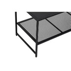 Black Powder Coated Metal Coffee Table with Open Storage Mesh Shelf, Acero - Joe’s Haven