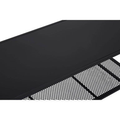 Black Powder Coated Metal Coffee Table with Open Storage Mesh Shelf, Acero - Joe’s Haven