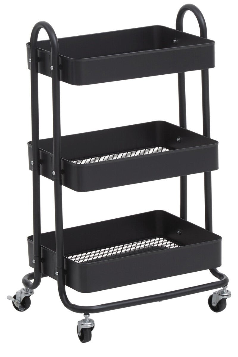 Acero Three Tier Black Metal Trolley - Joe’s Haven