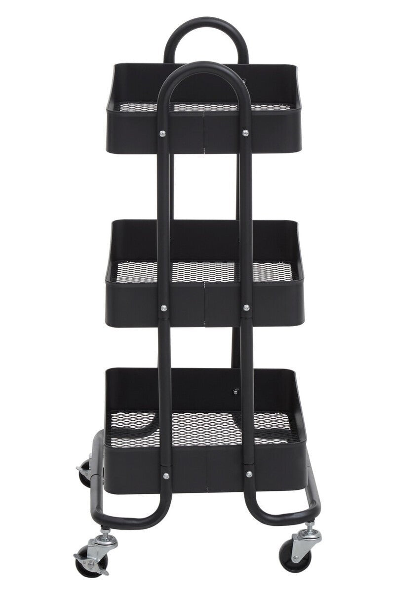 Acero Three Tier Black Metal Trolley - Joe’s Haven