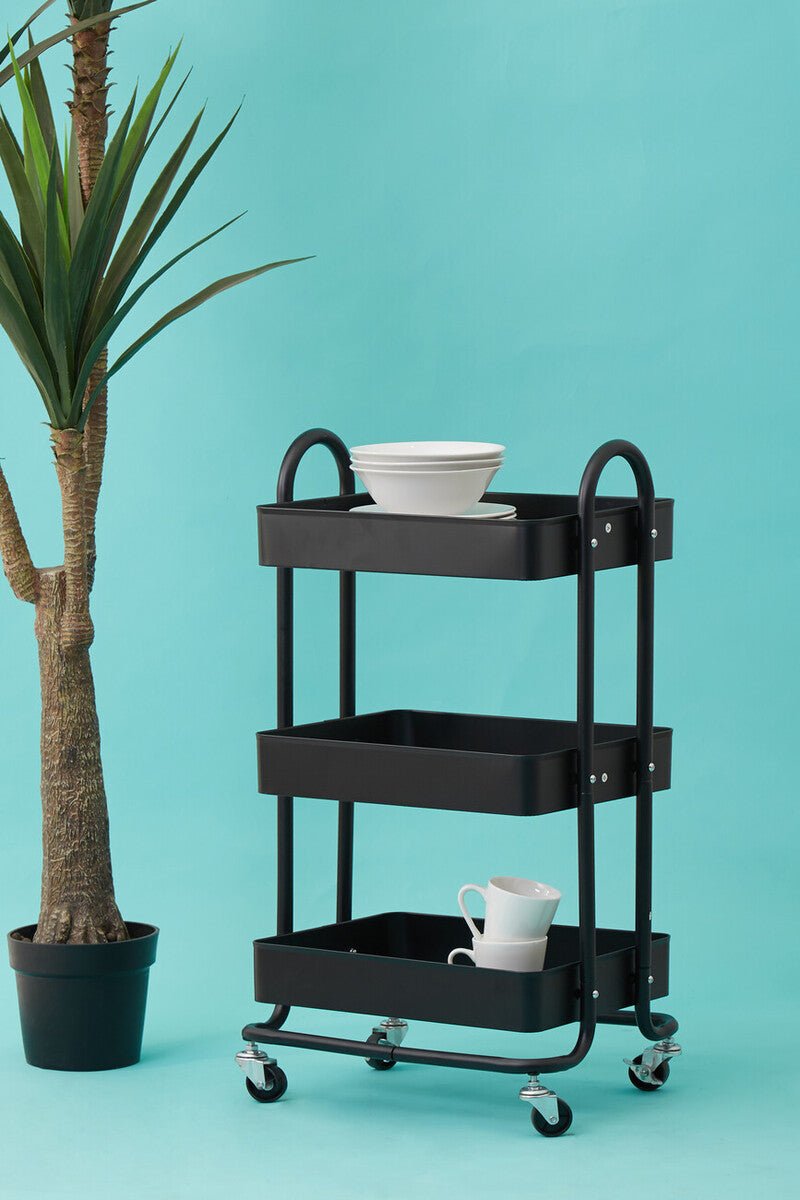 Acero Three Tier Black Metal Trolley - Joe’s Haven
