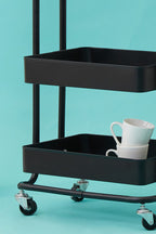 Acero Three Tier Black Metal Trolley - Joe’s Haven